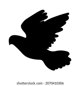 Silhouette christian dove. Christmas pigeon symbol.