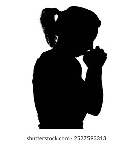 silhouette of a Christian woman praying looking solemn