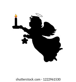 Silhouette christmas angel candle star