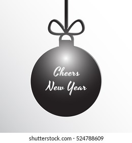 Silhouette of a Christmas ball with Cheers New Year