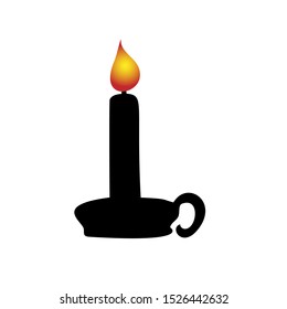 Silhouette Christmas candle. Happy Merry Christmas. Vector illustration