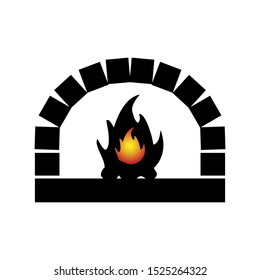 Silhouette Christmas fireplace. Happy Merry Christmas. Vector illustration