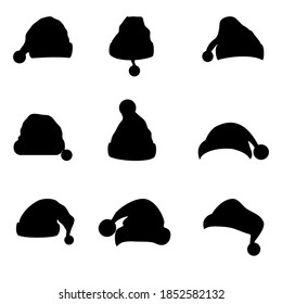 Silhouette of Christmas Santa Claus hat. New year cap isolated on background