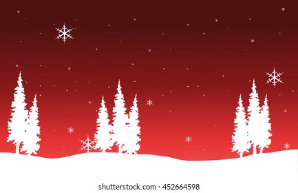Silhouette of Christmas spruce vector on red background
