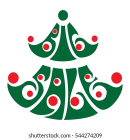 Silhouette Christmas tree, consisting of green text BIG SALE.