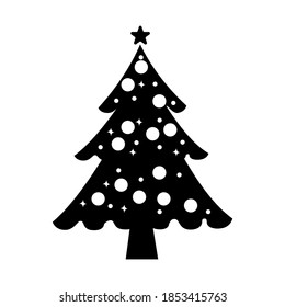 silhouette of Christmas tree. isolated on white background