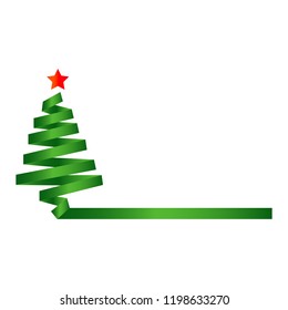 Silhouette Christmas tree made green ribbon gradient
