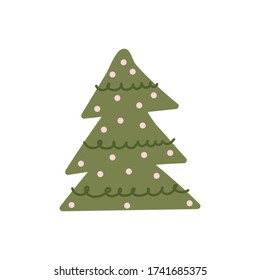 Silhouette of a Christmas tree on a white background. Flat vector illustration.