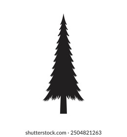 Silhouette of a Christmas tree on a white background, simple and clean outline.