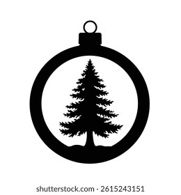 Silhouette Christmas Tree Ornament Vector Decoration Holiday Season Design