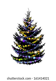 silhouette of a Christmas tree. Vector