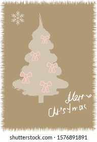 Silhouette of a Christmas tree . Vector illustration with textures