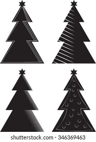 Silhouette Christmas Tree - Vector Illustration