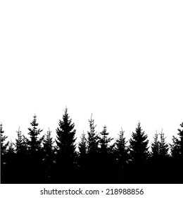 Silhouette Christmas trees forest. Vector