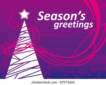 Silhouette Christmas trees on a purple background