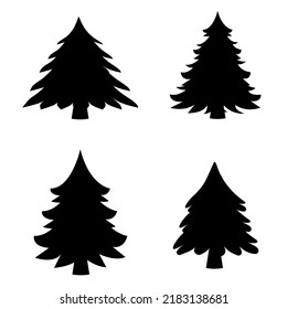 Silhouette Christmas trees set. Vector illustration