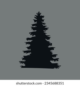 Silhouette de árboles de Navidad. Gráficos vectoriales en fondo gris