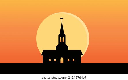 silhouette of church building architecture vector illustration