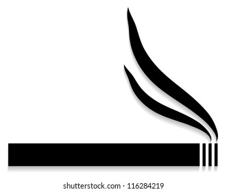 Silhouette of cigarette on white background - vector