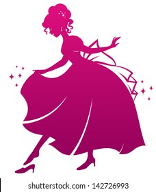 silhouette of Cinderella wearing her glass slipper svg