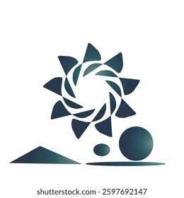 Silhouette circle, gradient geometric art, abstrack radial concept arttistic, vector simple design