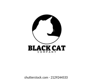 silhouette circle head cat logo.cat back view