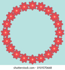 Silhouette circle of leaves. Floral frame. Vector