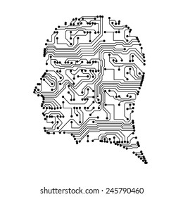 Silhouette with circuit board texture. EPS10 vector
