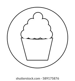 silhouette circular border with cupcake icon