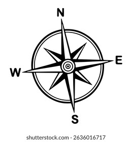 Silhouette of circular compass icons for navigation and travel design
