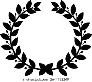 Silhouette Of A Circular Frame Made Of Leaves - Nature Inspired Digital Art