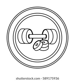 silhouette circular frame with set dumbbell with weight discs