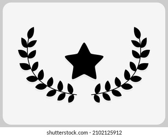 silhouette circular laurel foliate depicting an award, achievement, heraldry, nobility, emblem, logo in Vector illustration.