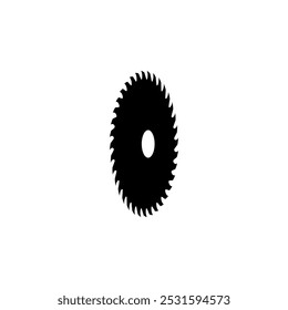 Silhouette of a circular saw blade. Sawblade vector isolated illustration on white background. 