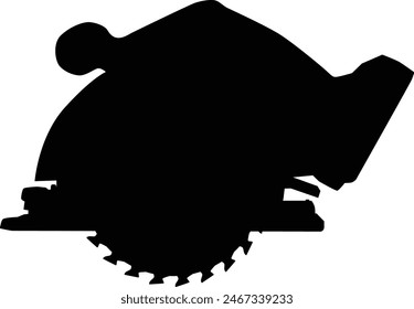 Silhouette of circular saw illustration. Essential tool in black color. Home repair accessories. 