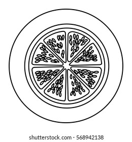 silhouette circular shape with slice orange fruit