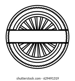 silhouette circular shape stamp with striped inside with label vector illustration