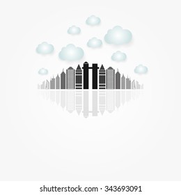 Silhouette of cities and skyscrapers.Vector illustration. 