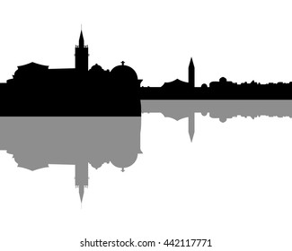 The silhouette of the city