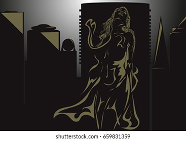 Silhouette and city