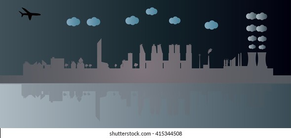 Silhouette of city background.Vector illustration