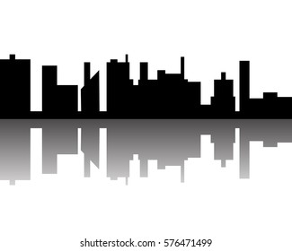 Silhouette of the city beside the river
