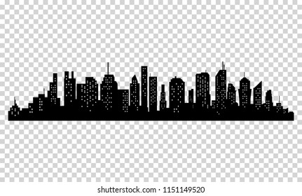 Silhouette of city with black color on white background