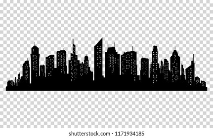 Silhouette Of City With Black Color On White Background