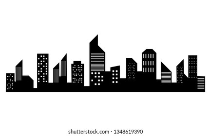 Silhouette City Black Color On White Stock Vector (Royalty Free ...