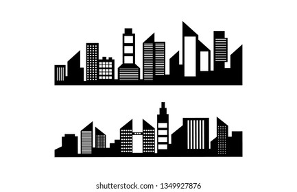 Silhouette of city with black color on white background