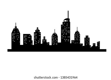 Silhouette of city black color on white background