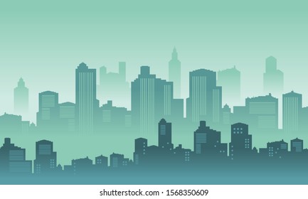 Silhouette of City Building with blue gradient colour