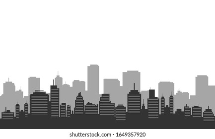 Silhouette city building in the morning and bright sky