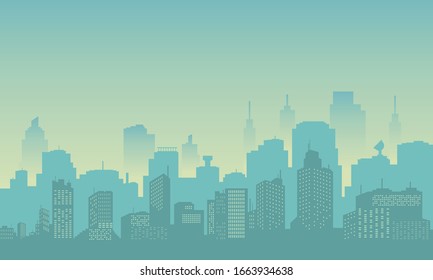 Silhouette of city building in the morning. Urban landscape